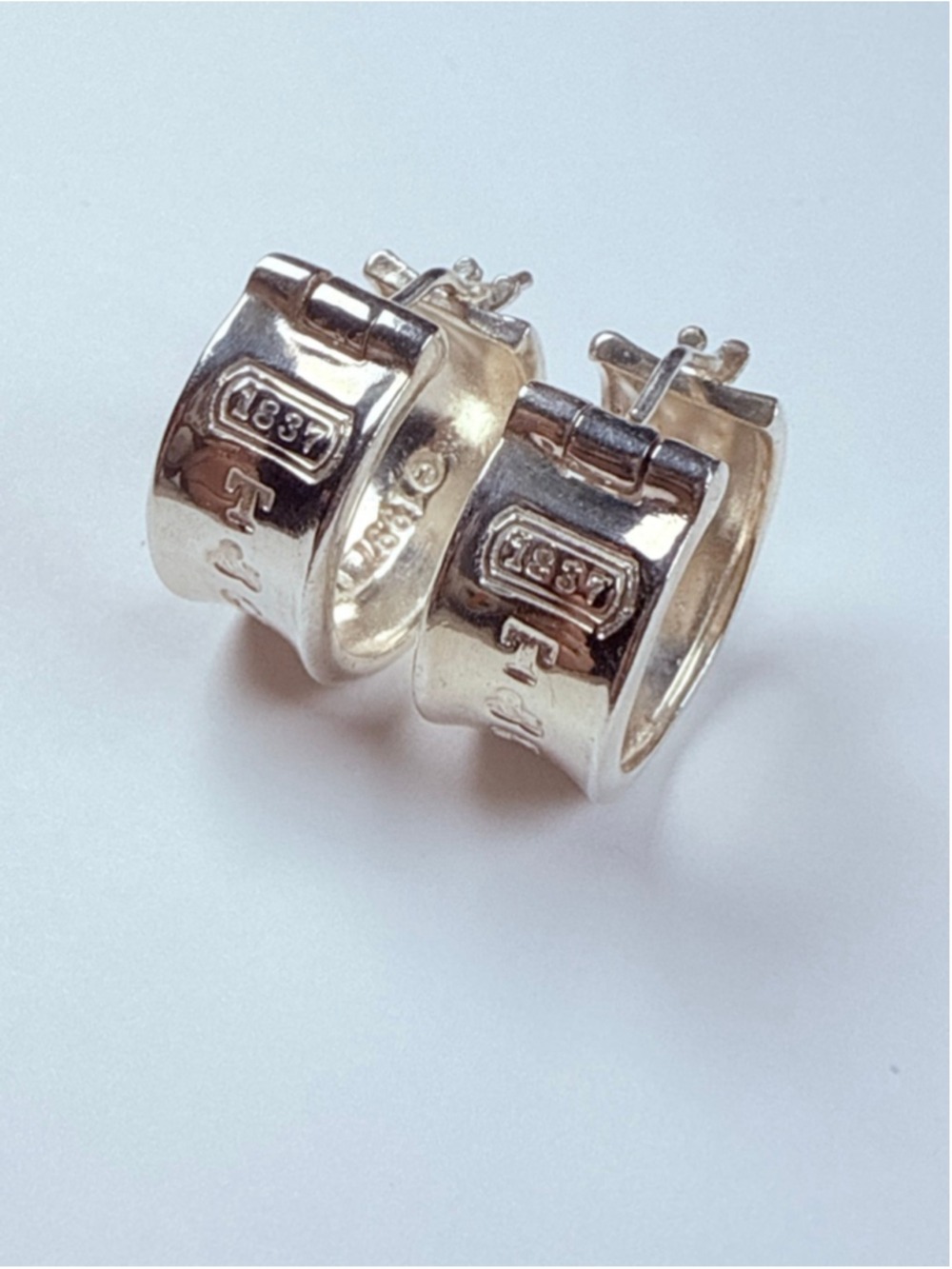 Tiffany & Co. 1837 Wide Huggie Hoop 925 Sterling Silver Earrings - Picture 2 of 12
